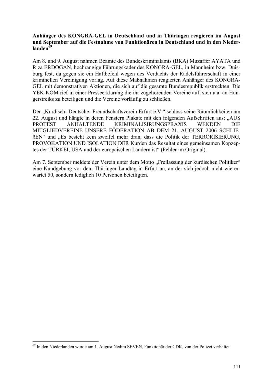 Seite 111 des Verfassungsschutzbericht 2006 Thüringen