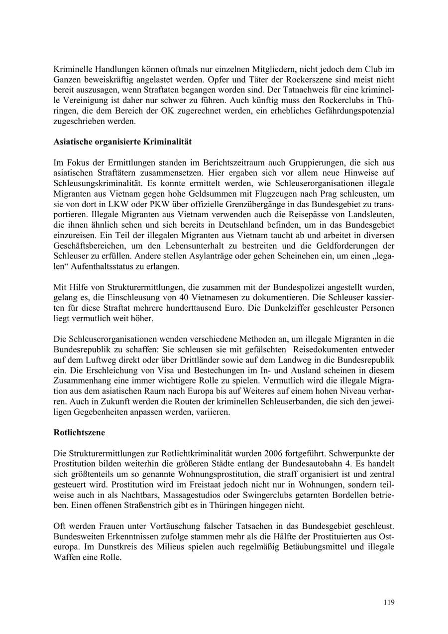 Seite 119 des Verfassungsschutzbericht 2006 Thüringen