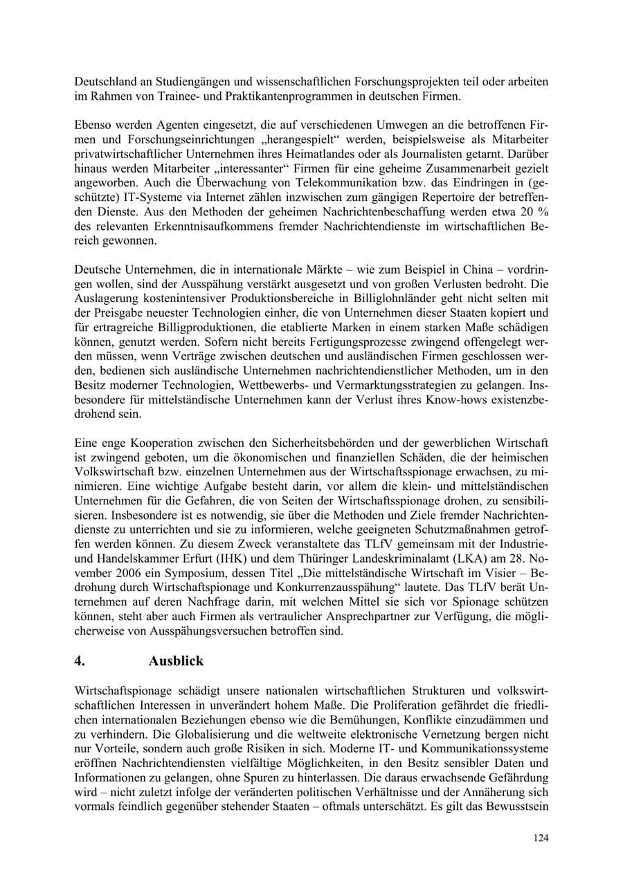 Seite 124 des Verfassungsschutzbericht 2006 Thüringen