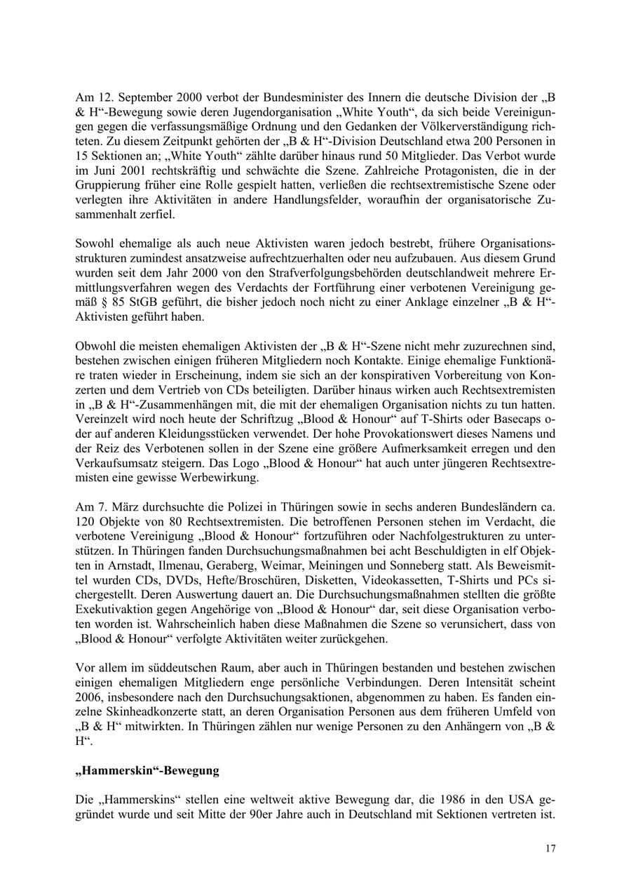 Seite 17 des Verfassungsschutzbericht 2006 Thüringen