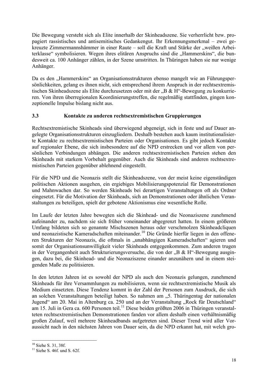 Seite 18 des Verfassungsschutzbericht 2006 Thüringen