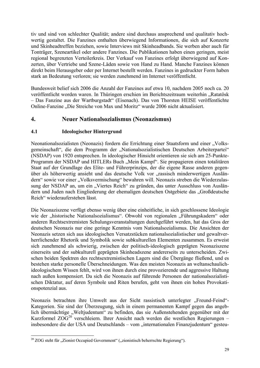Seite 29 des Verfassungsschutzbericht 2006 Thüringen