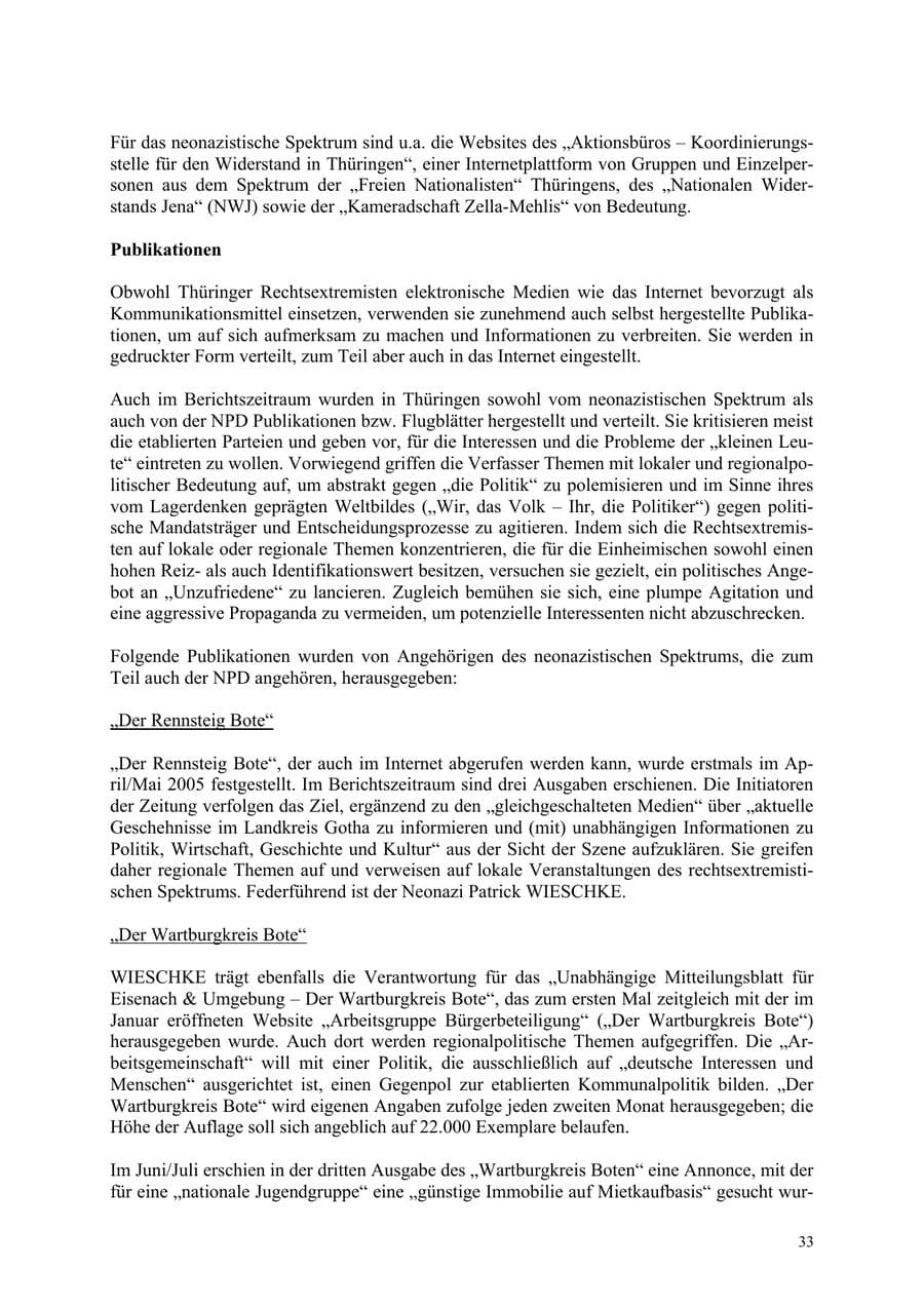 Seite 33 des Verfassungsschutzbericht 2006 Thüringen