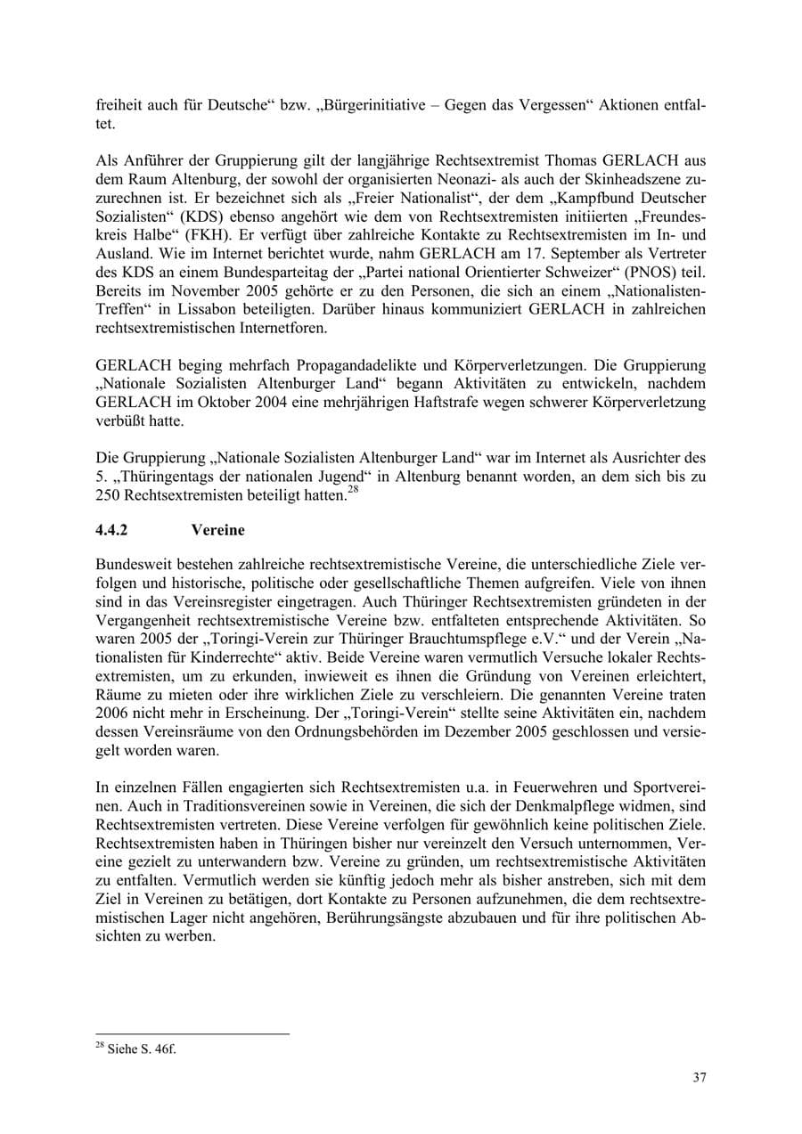 Seite 37 des Verfassungsschutzbericht 2006 Thüringen