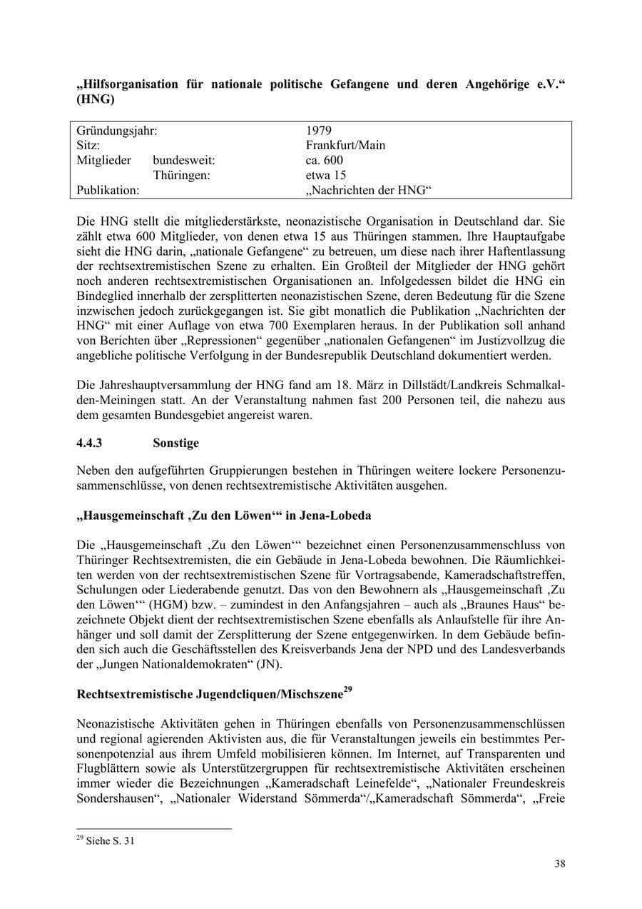 Seite 38 des Verfassungsschutzbericht 2006 Thüringen