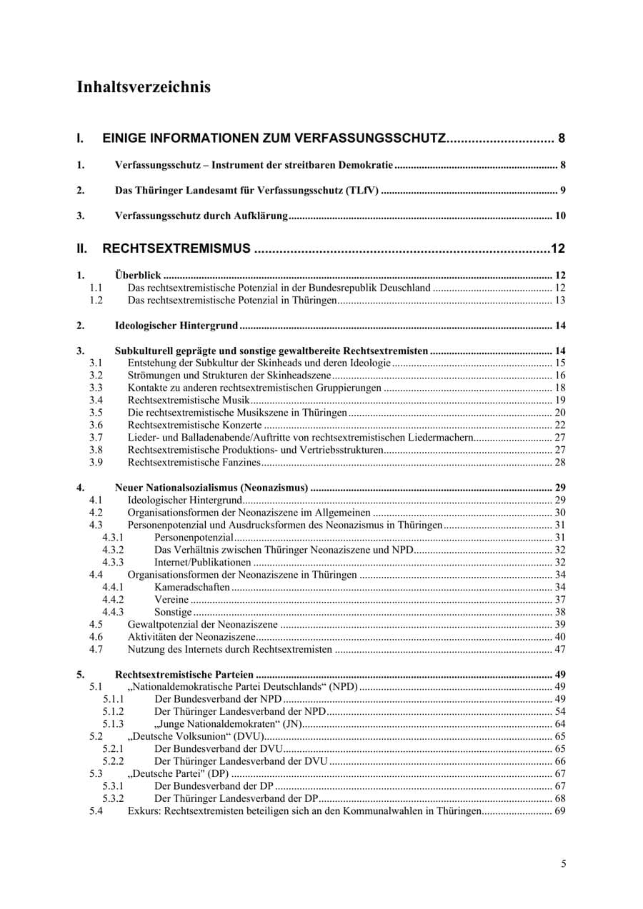 Seite 5 des Verfassungsschutzbericht 2006 Thüringen