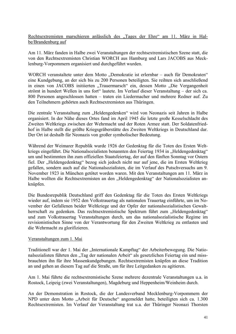 Seite 41 des Verfassungsschutzbericht 2006 Thüringen