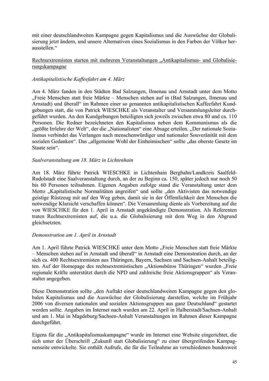 Seite 45 des Verfassungsschutzbericht 2006 Thüringen
