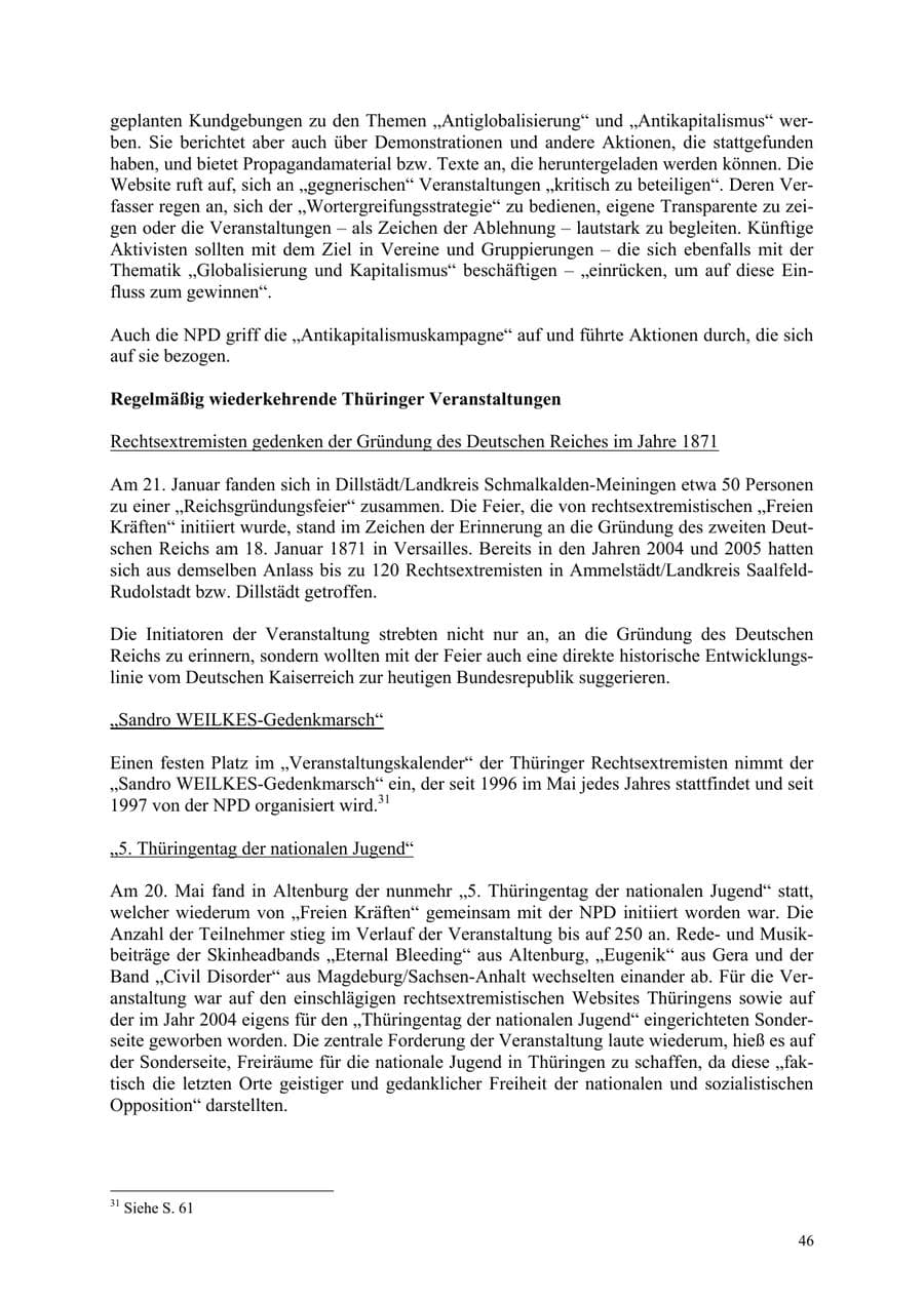 Seite 46 des Verfassungsschutzbericht 2006 Thüringen