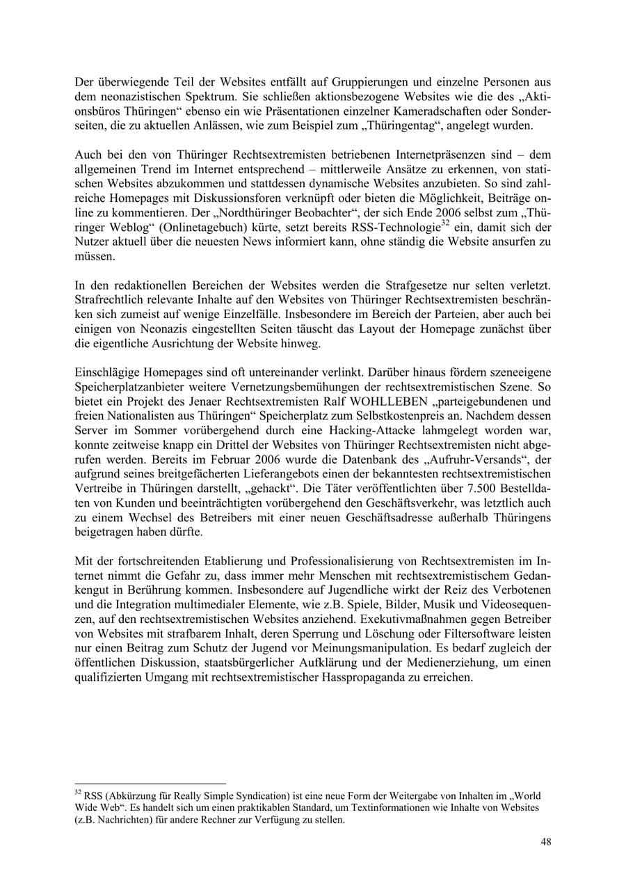 Seite 48 des Verfassungsschutzbericht 2006 Thüringen
