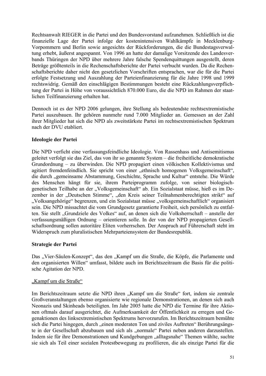 Seite 51 des Verfassungsschutzbericht 2006 Thüringen