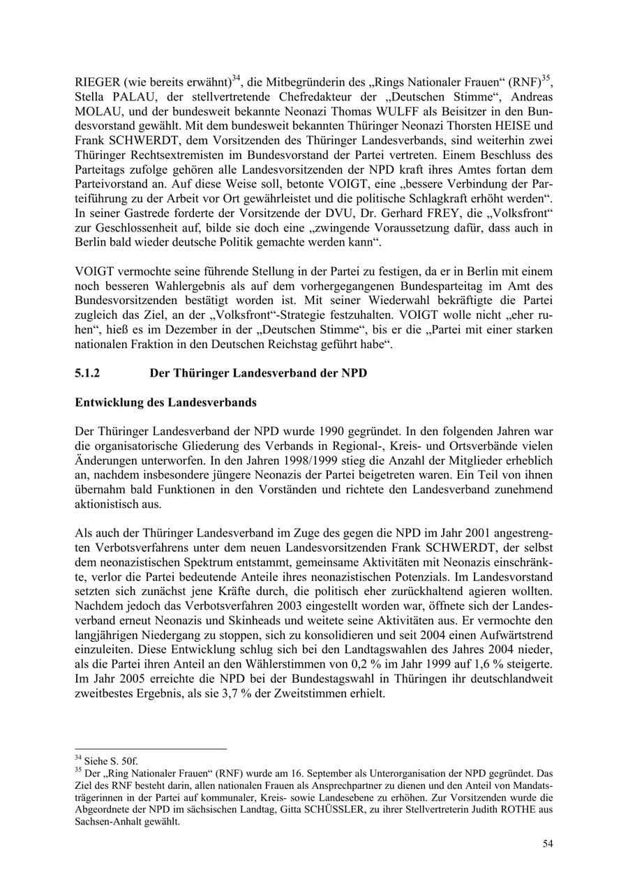 Seite 54 des Verfassungsschutzbericht 2006 Thüringen
