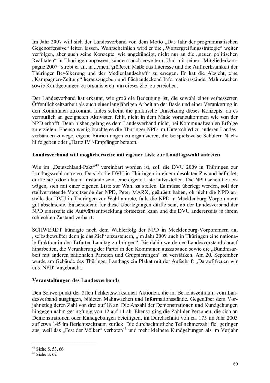 Seite 60 des Verfassungsschutzbericht 2006 Thüringen