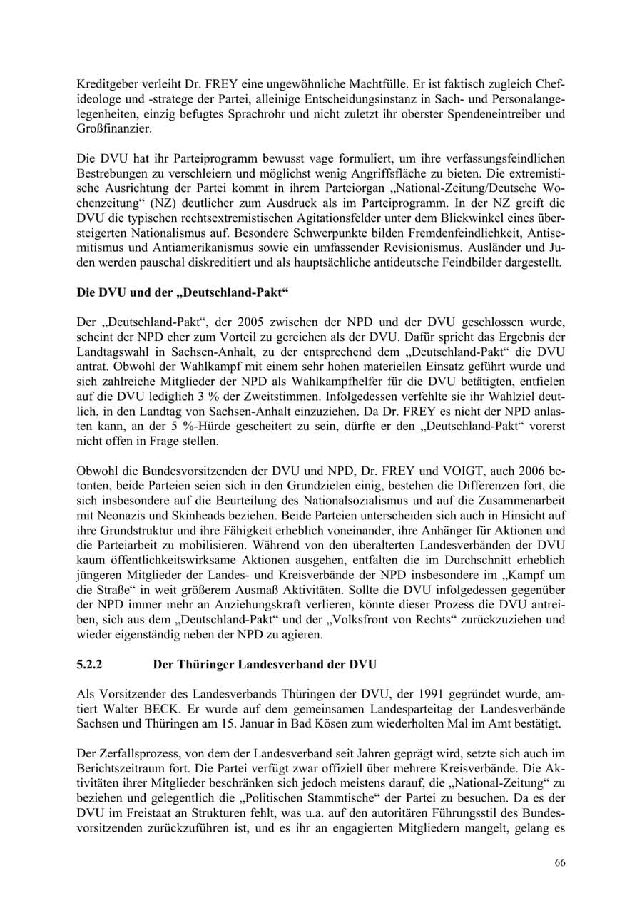 Seite 66 des Verfassungsschutzbericht 2006 Thüringen