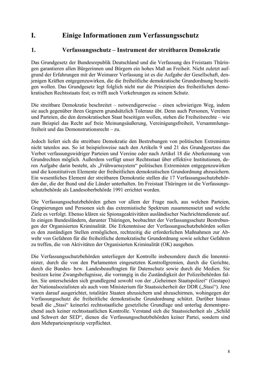 Seite 8 des Verfassungsschutzbericht 2006 Thüringen