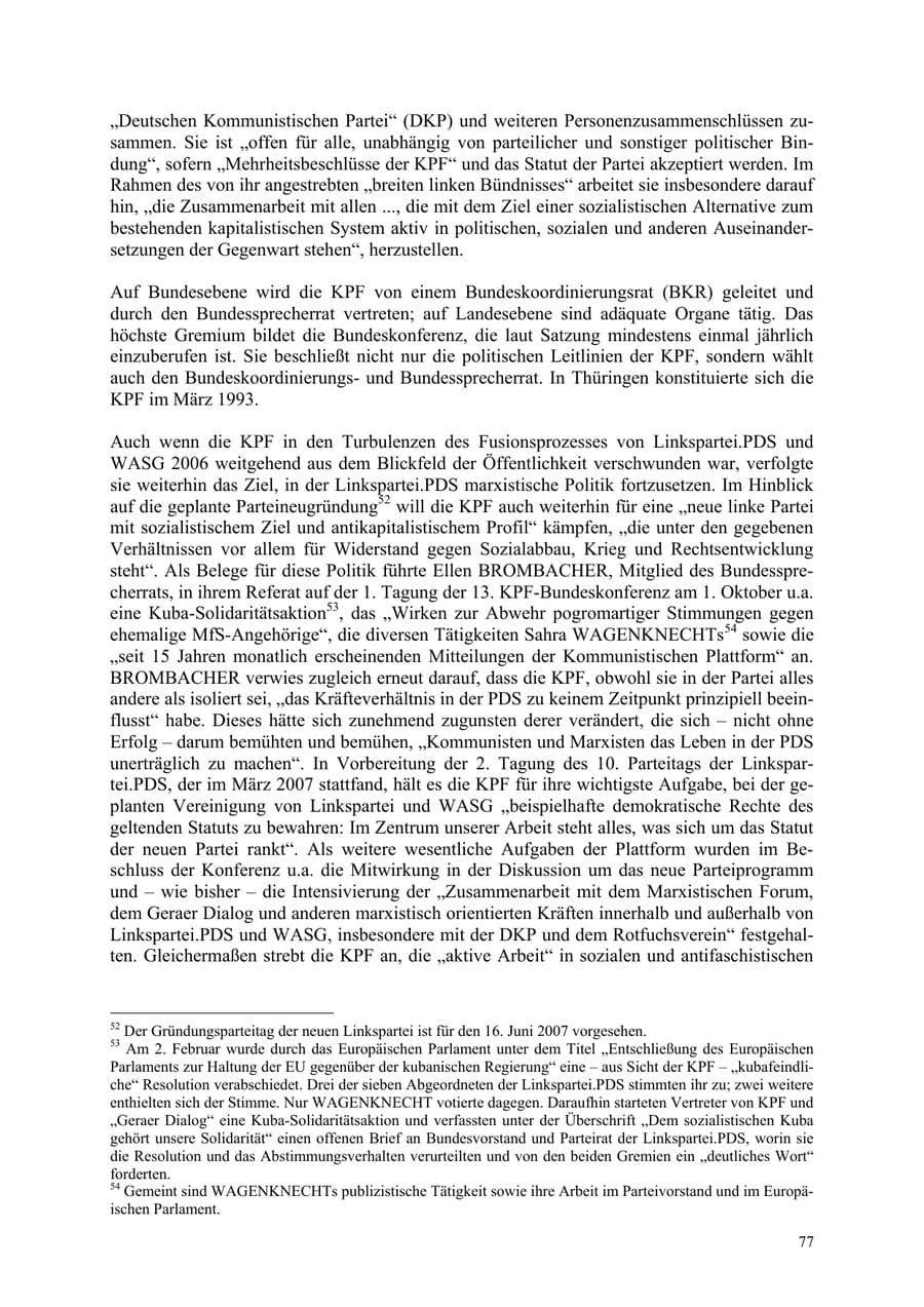 Seite 77 des Verfassungsschutzbericht 2006 Thüringen