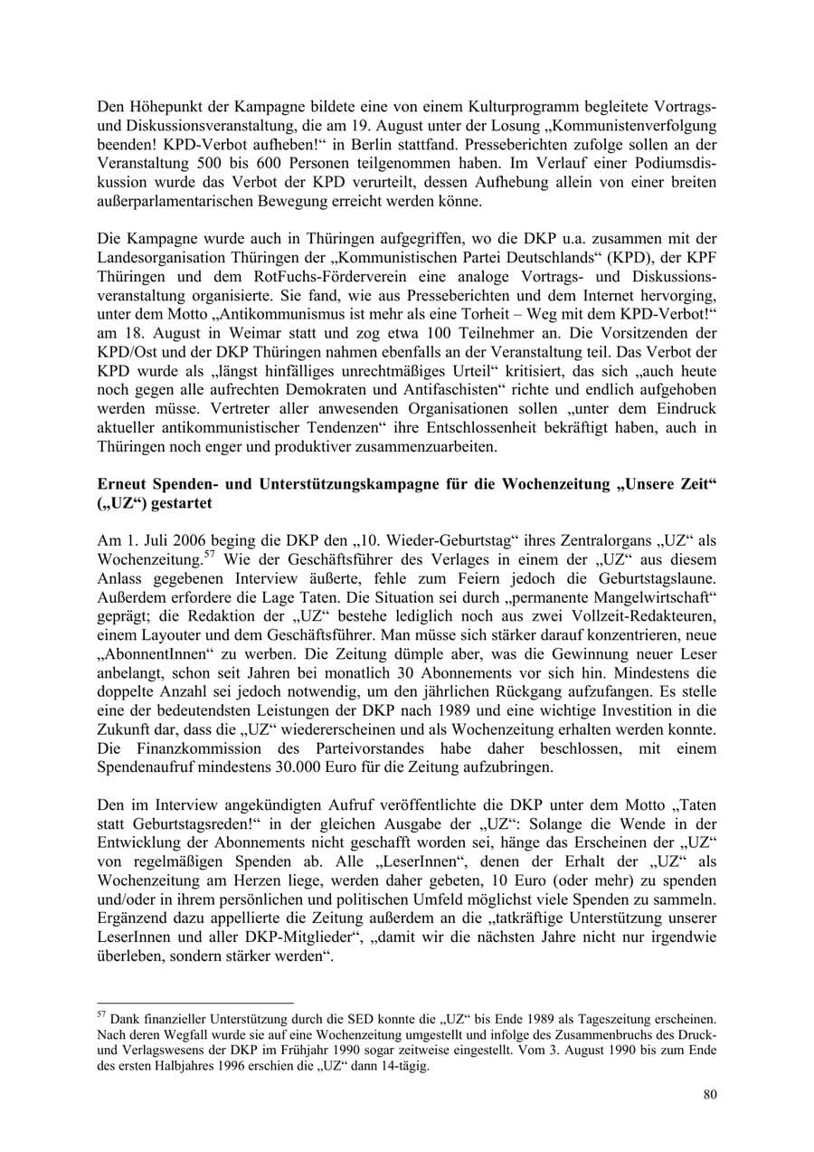 Seite 80 des Verfassungsschutzbericht 2006 Thüringen