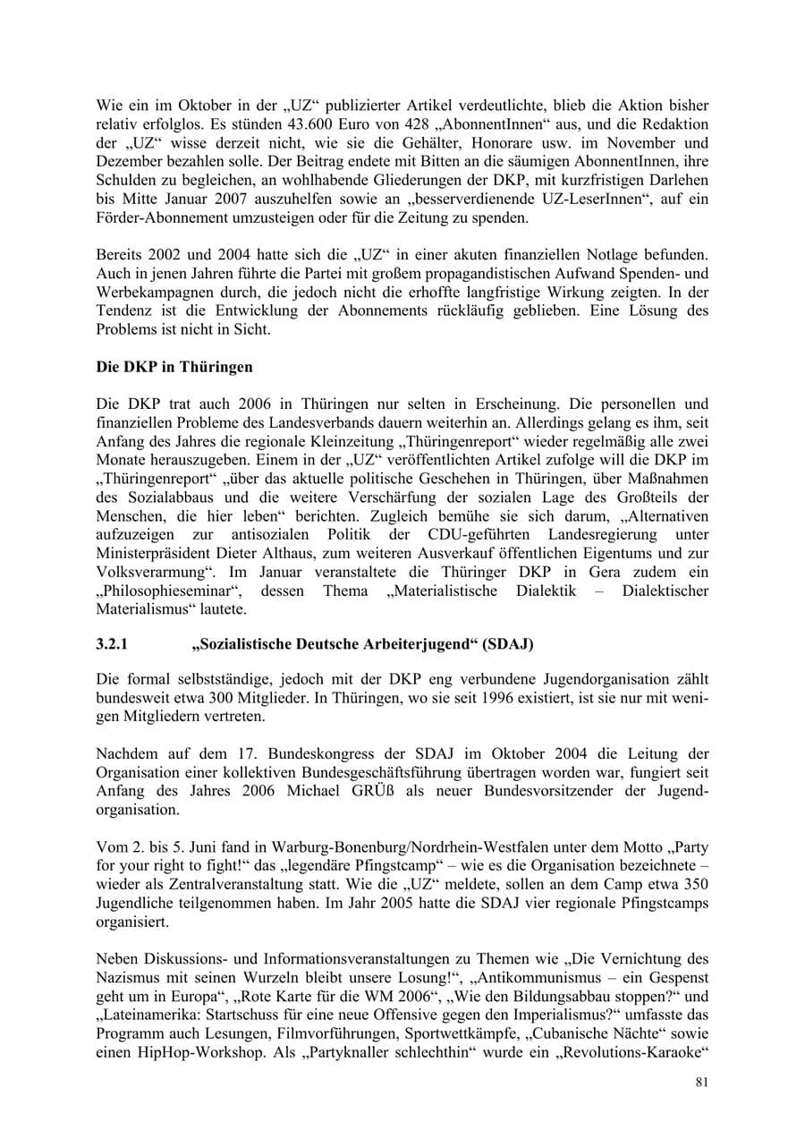 Seite 81 des Verfassungsschutzbericht 2006 Thüringen