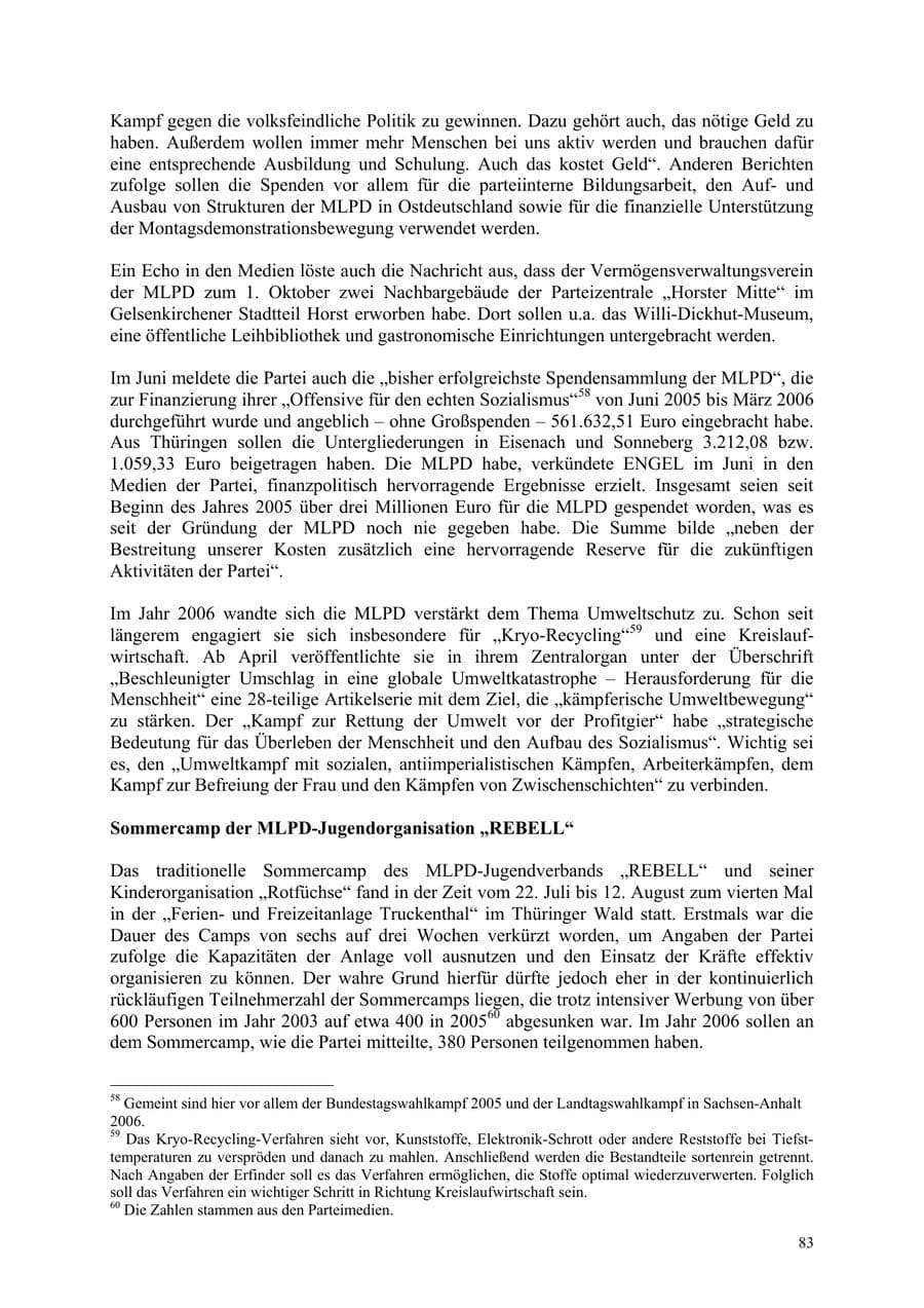 Seite 83 des Verfassungsschutzbericht 2006 Thüringen