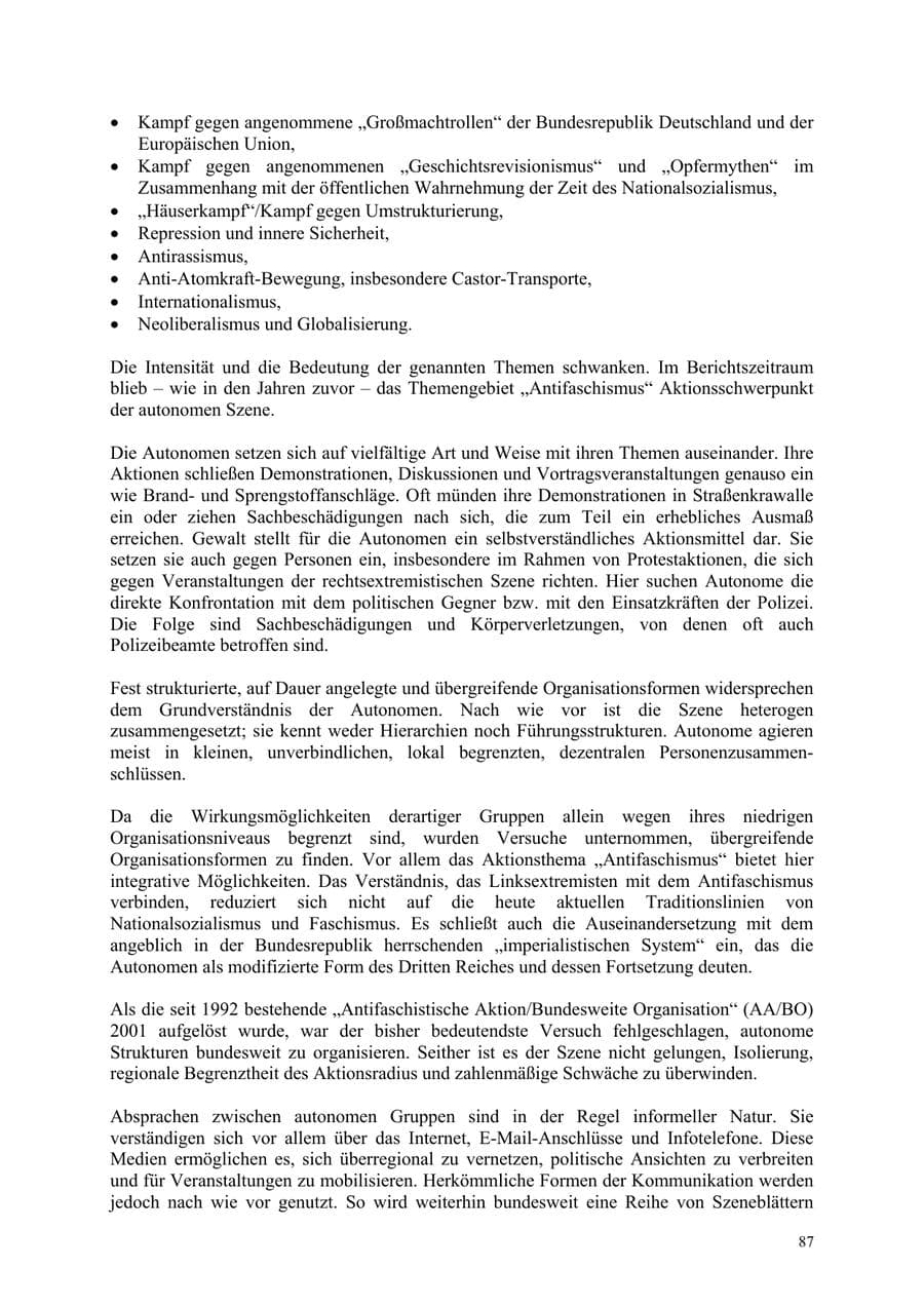 Seite 87 des Verfassungsschutzbericht 2006 Thüringen