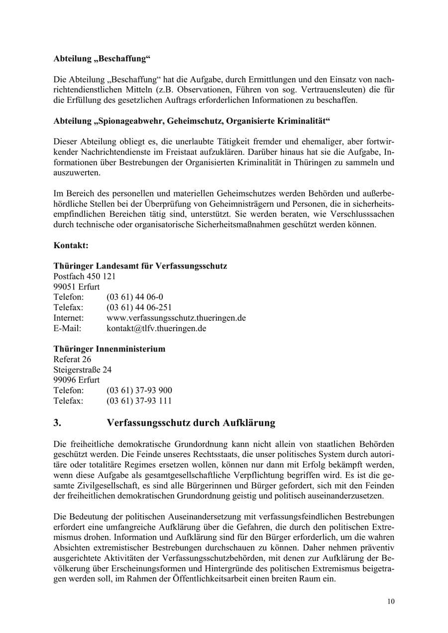 Seite 10 des Verfassungsschutzbericht 2006 Thüringen