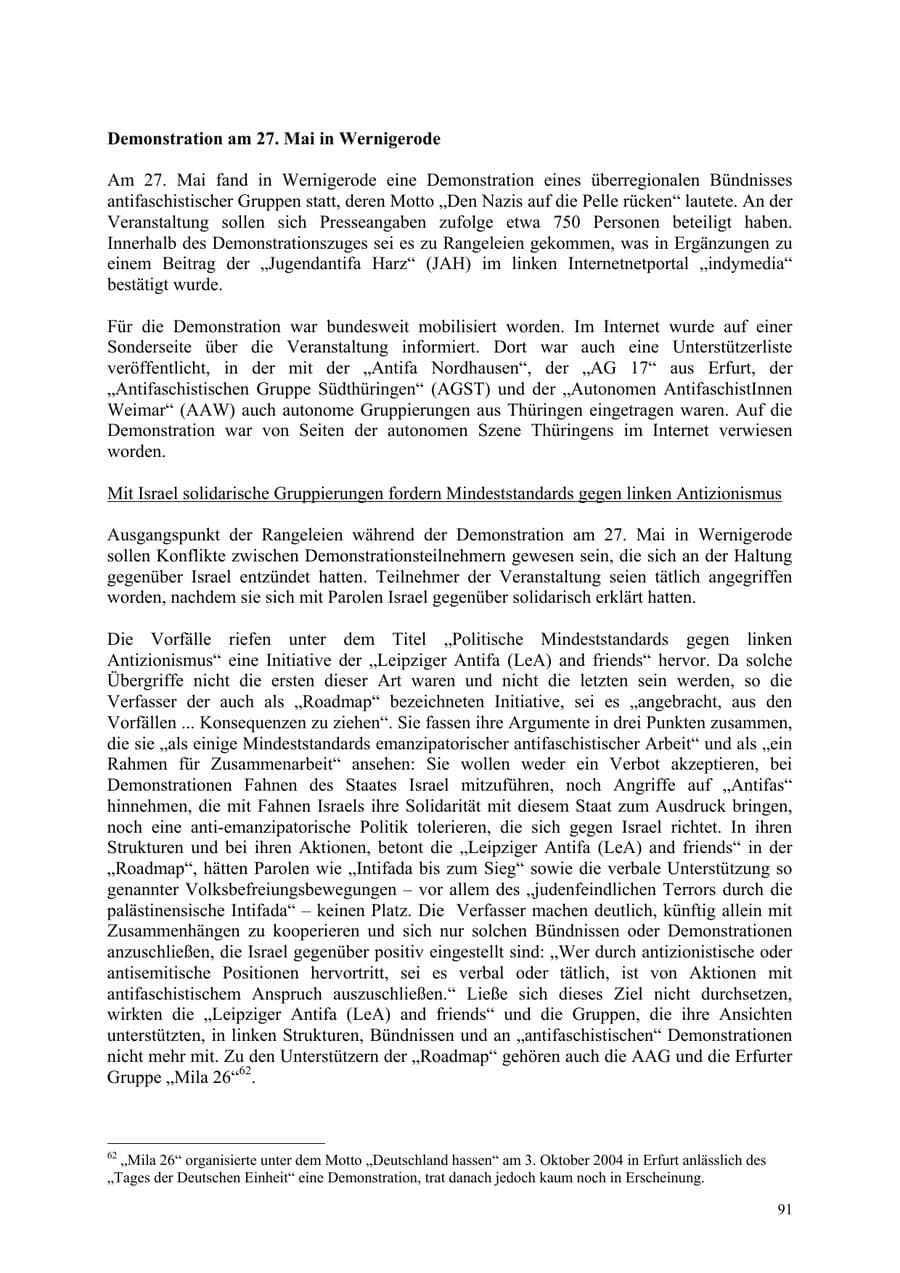 Seite 91 des Verfassungsschutzbericht 2006 Thüringen