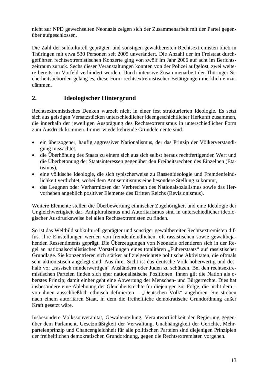 Seite 13 des Verfassungsschutzbericht 2007 Thüringen