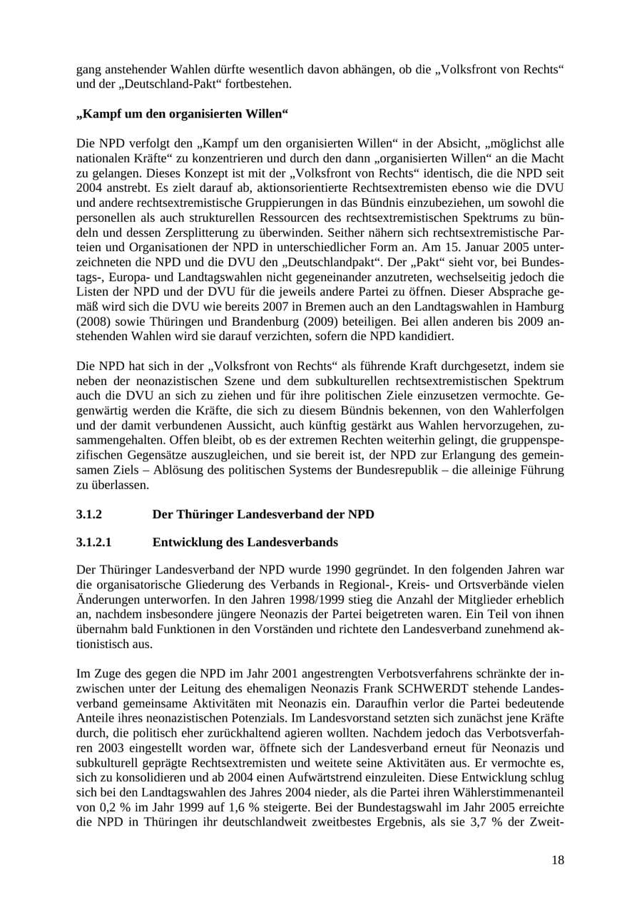 Seite 18 des Verfassungsschutzbericht 2007 Thüringen