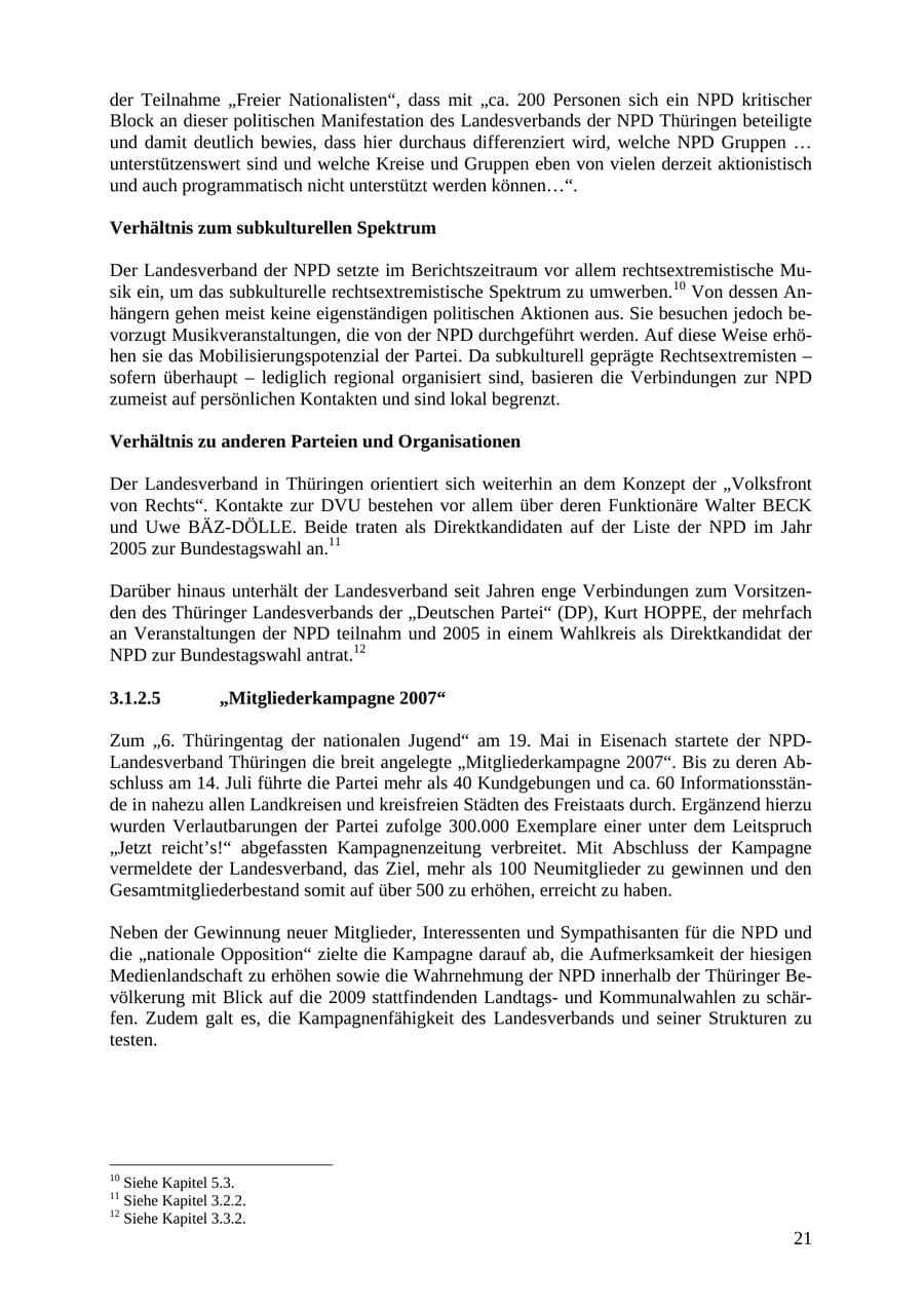 Seite 21 des Verfassungsschutzbericht 2007 Thüringen