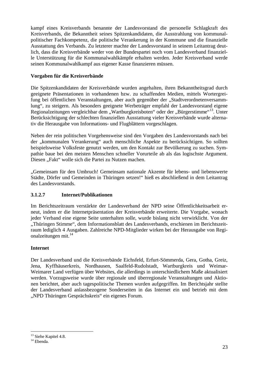 Seite 23 des Verfassungsschutzbericht 2007 Thüringen