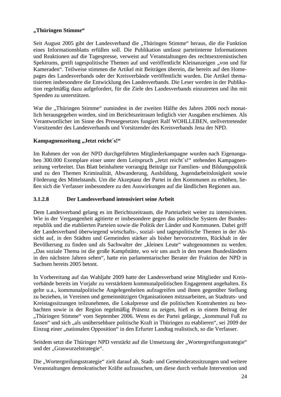 Seite 24 des Verfassungsschutzbericht 2007 Thüringen