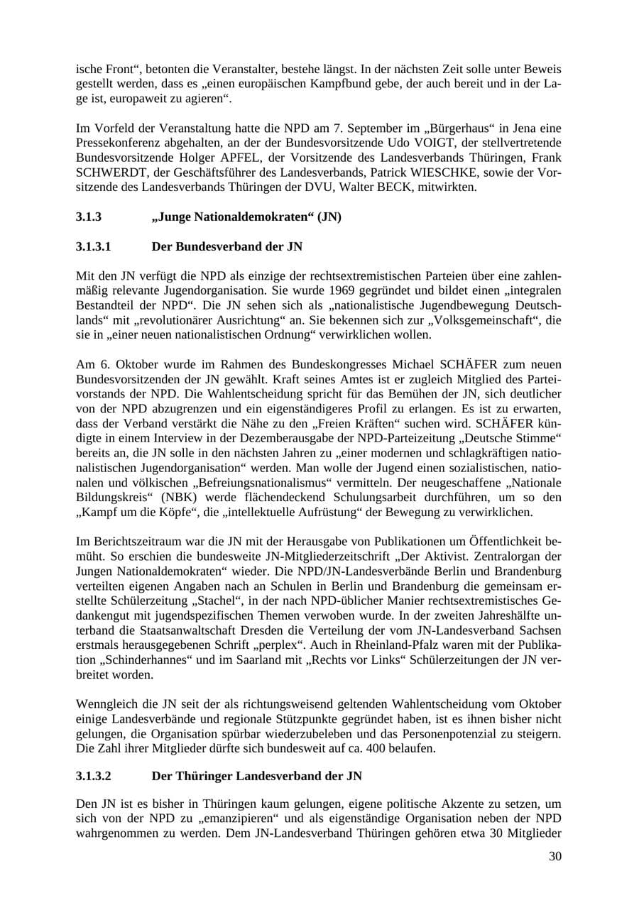 Seite 30 des Verfassungsschutzbericht 2007 Thüringen