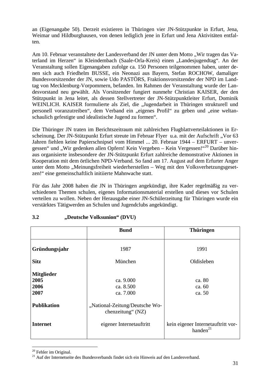 Seite 31 des Verfassungsschutzbericht 2007 Thüringen