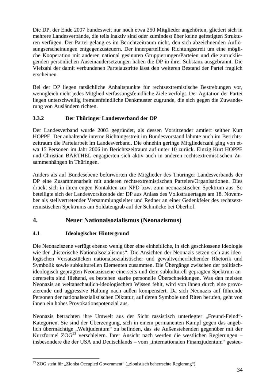 Seite 34 des Verfassungsschutzbericht 2007 Thüringen