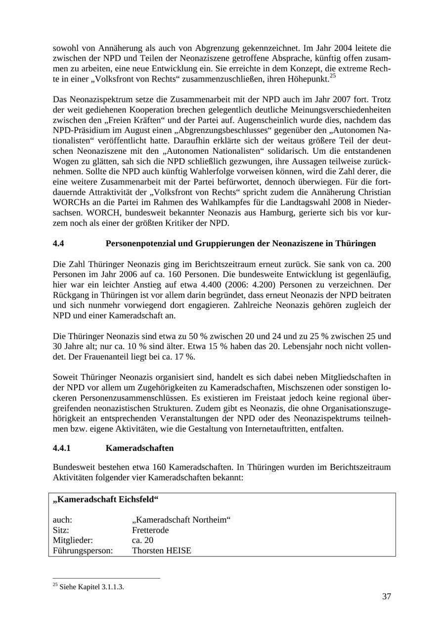 Seite 37 des Verfassungsschutzbericht 2007 Thüringen