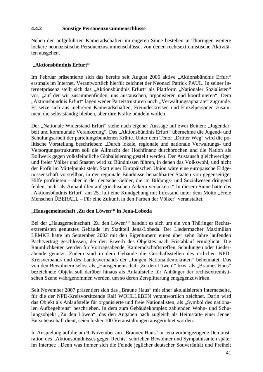 Seite 41 des Verfassungsschutzbericht 2007 Thüringen