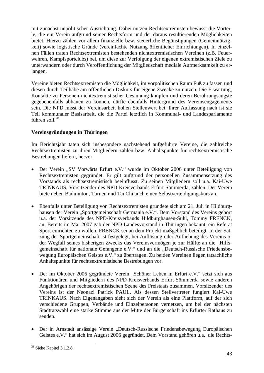Seite 43 des Verfassungsschutzbericht 2007 Thüringen