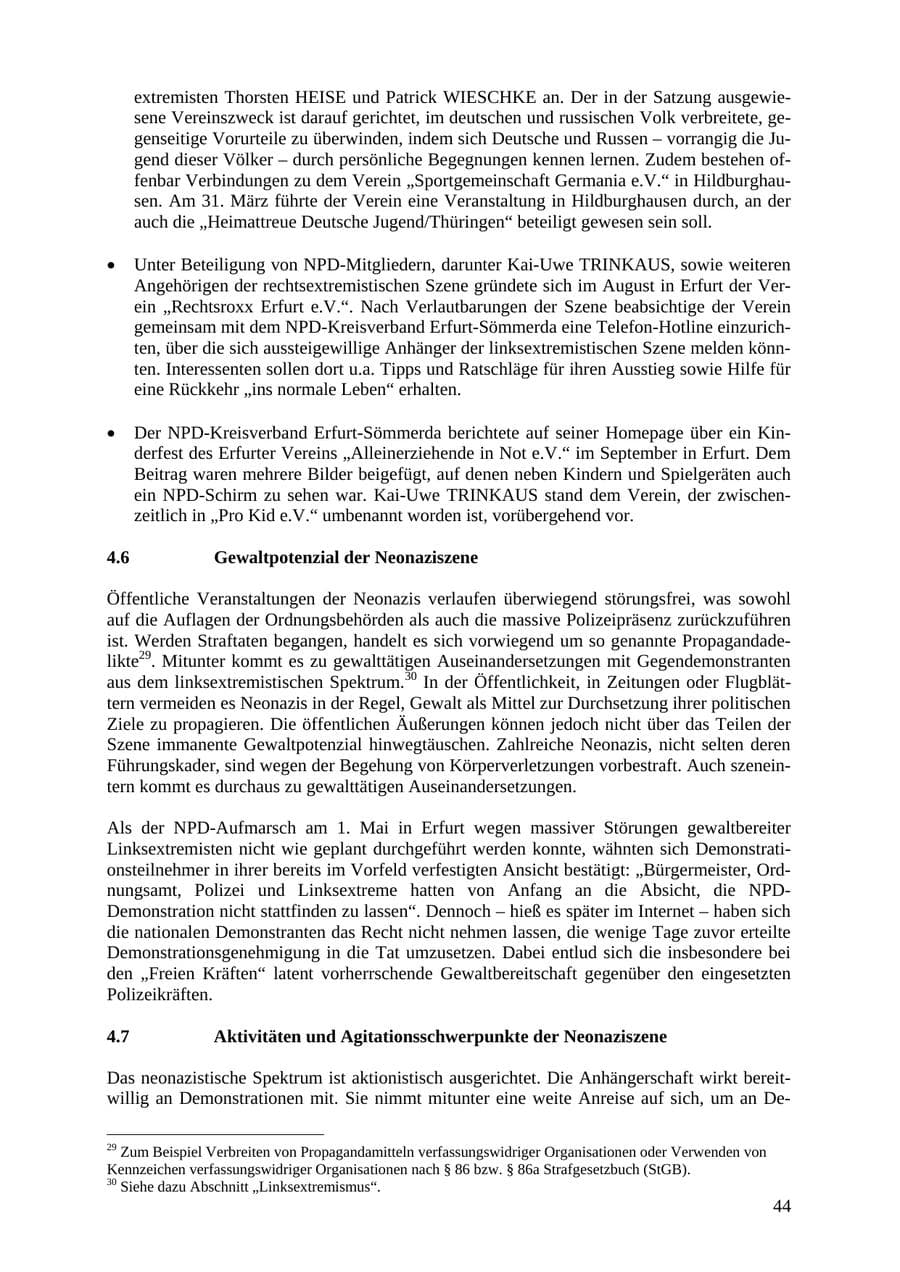 Seite 44 des Verfassungsschutzbericht 2007 Thüringen
