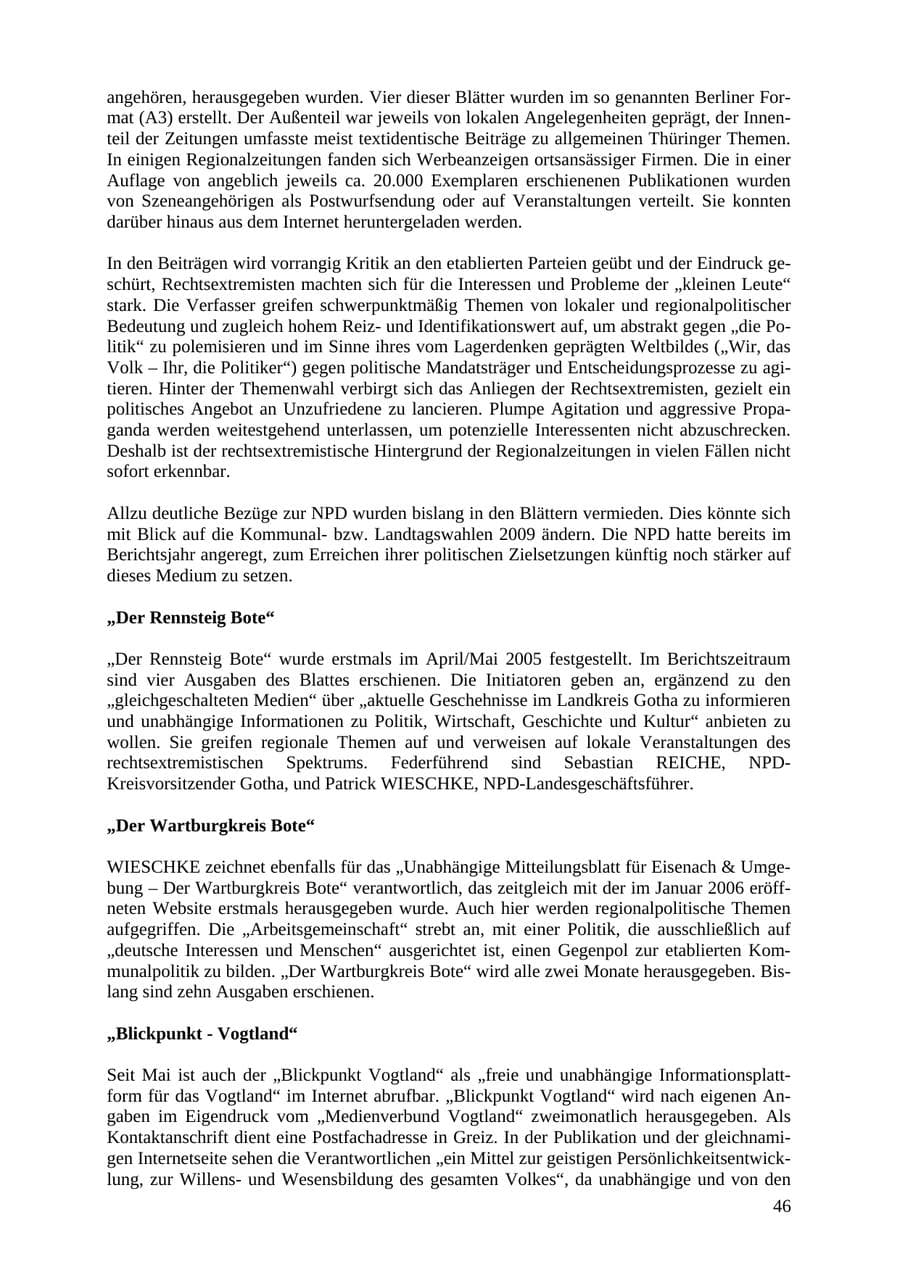 Seite 46 des Verfassungsschutzbericht 2007 Thüringen