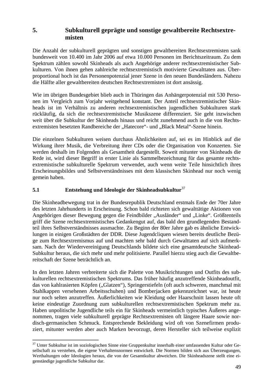 Seite 49 des Verfassungsschutzbericht 2007 Thüringen