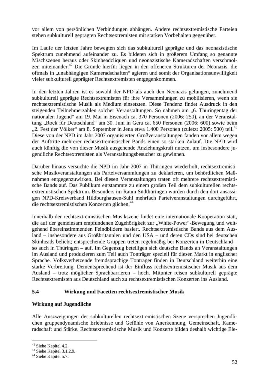 Seite 52 des Verfassungsschutzbericht 2007 Thüringen