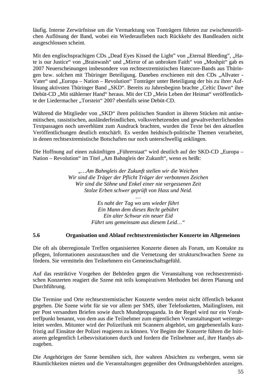 Seite 55 des Verfassungsschutzbericht 2007 Thüringen
