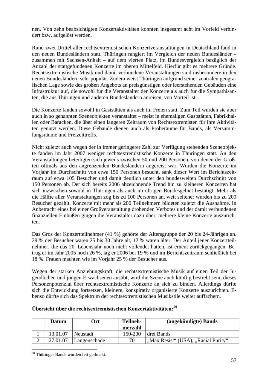 Seite 57 des Verfassungsschutzbericht 2007 Thüringen