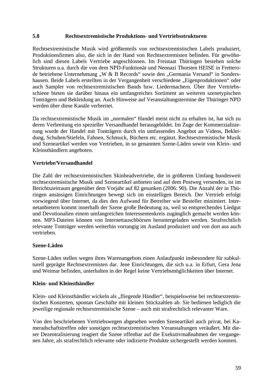 Seite 59 des Verfassungsschutzbericht 2007 Thüringen