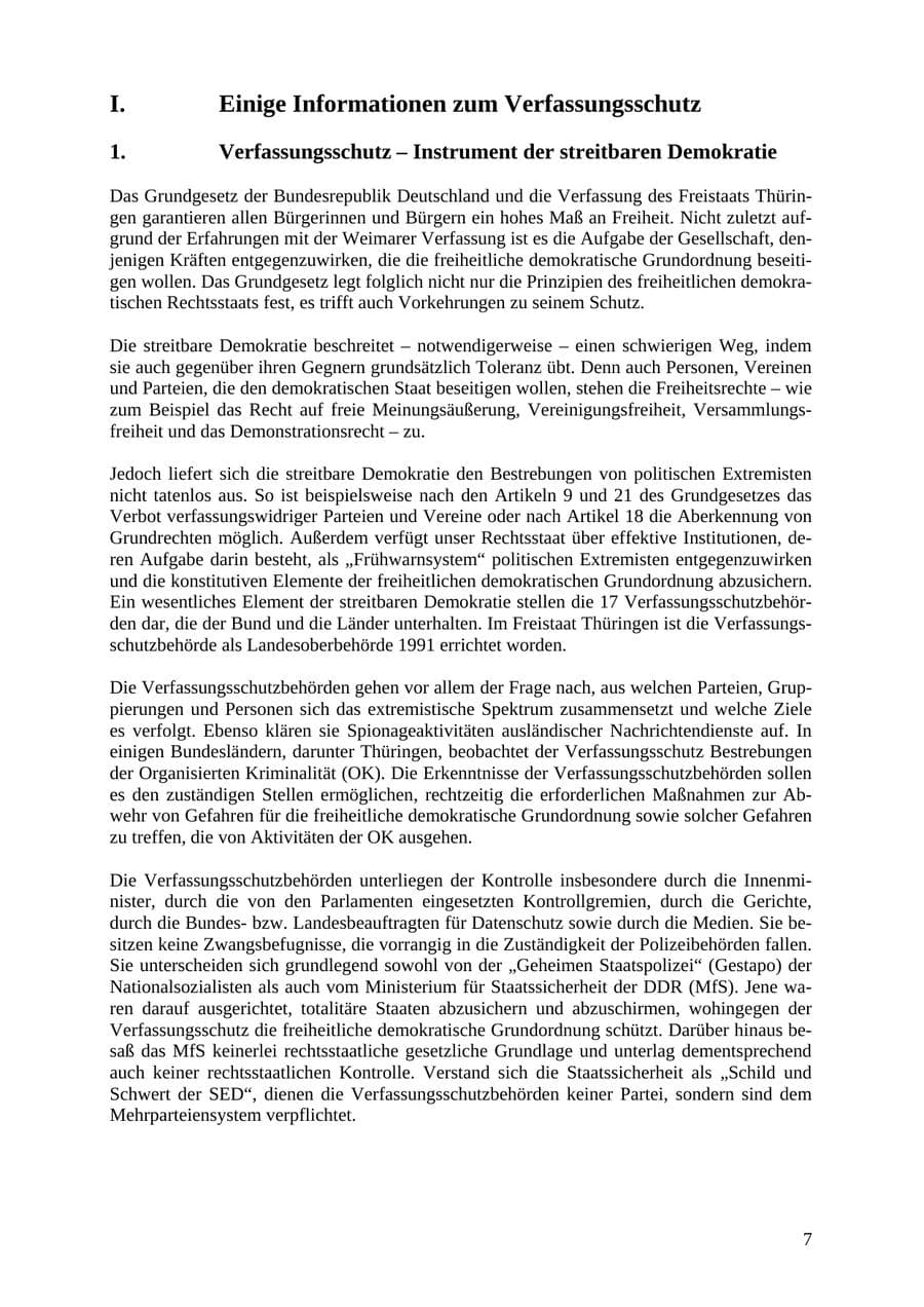 Seite 7 des Verfassungsschutzbericht 2007 Thüringen