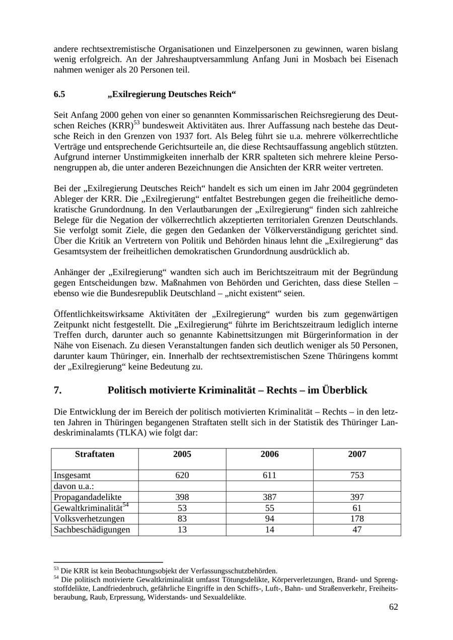 Seite 62 des Verfassungsschutzbericht 2007 Thüringen