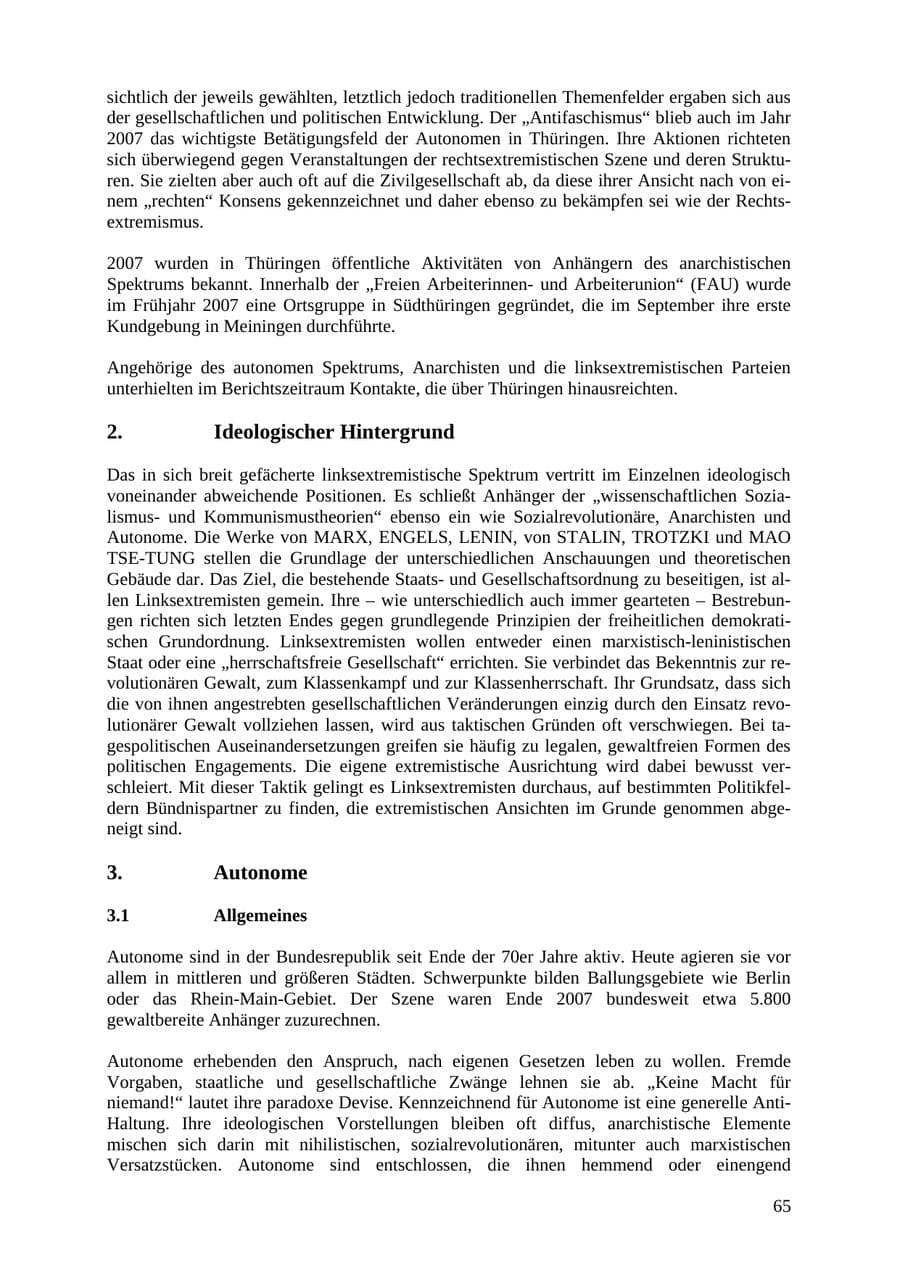 Seite 65 des Verfassungsschutzbericht 2007 Thüringen