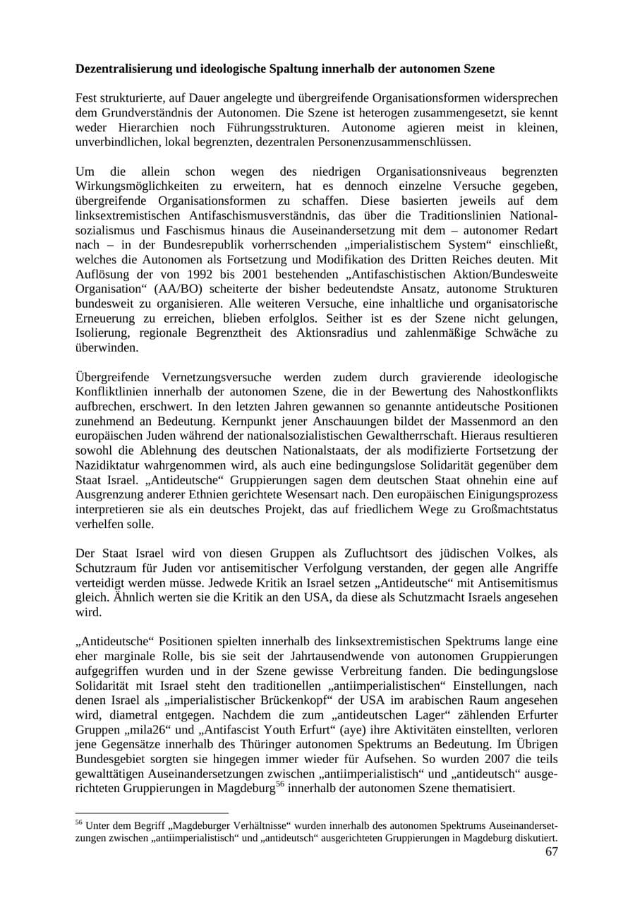 Seite 67 des Verfassungsschutzbericht 2007 Thüringen