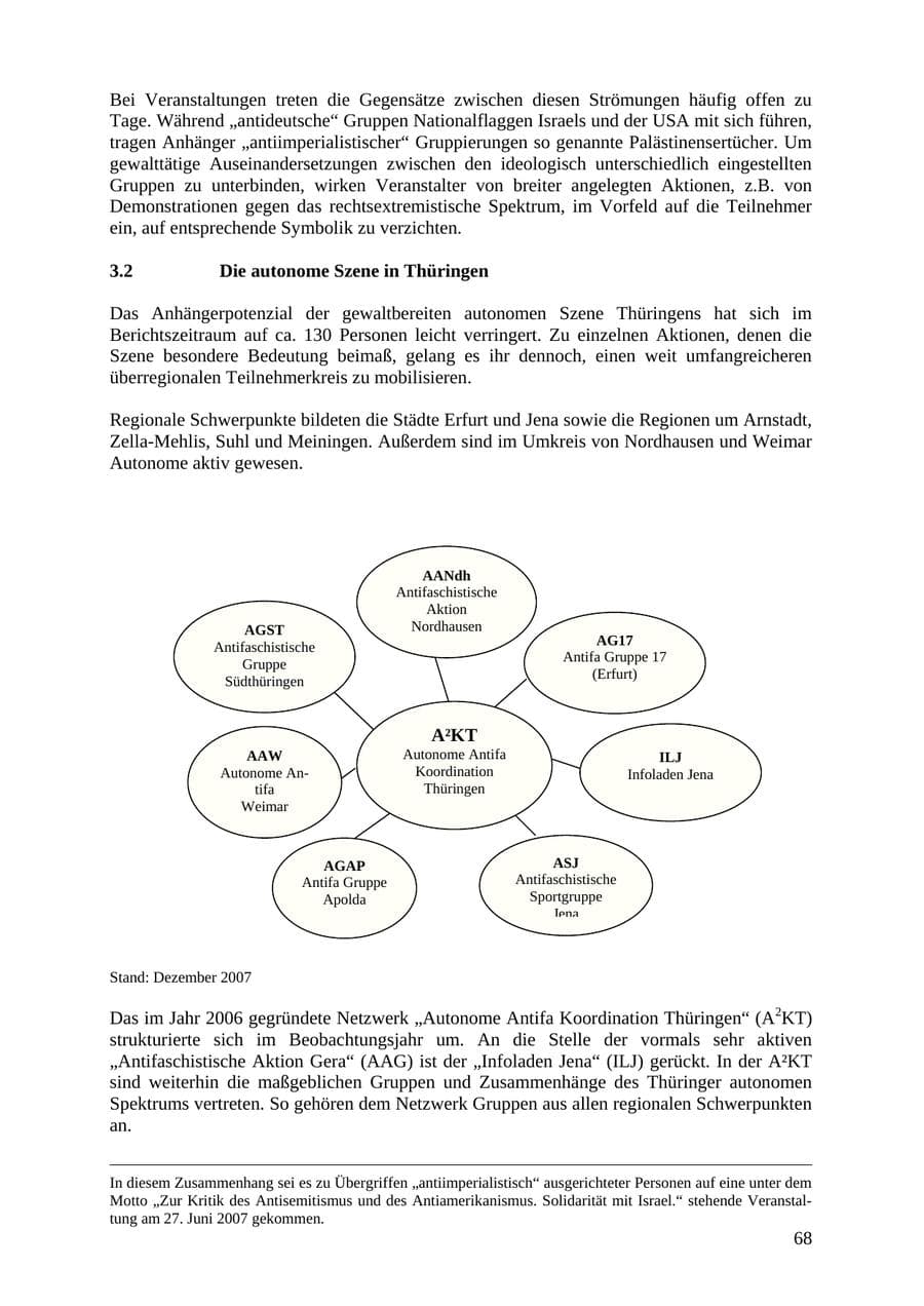 Seite 68 des Verfassungsschutzbericht 2007 Thüringen