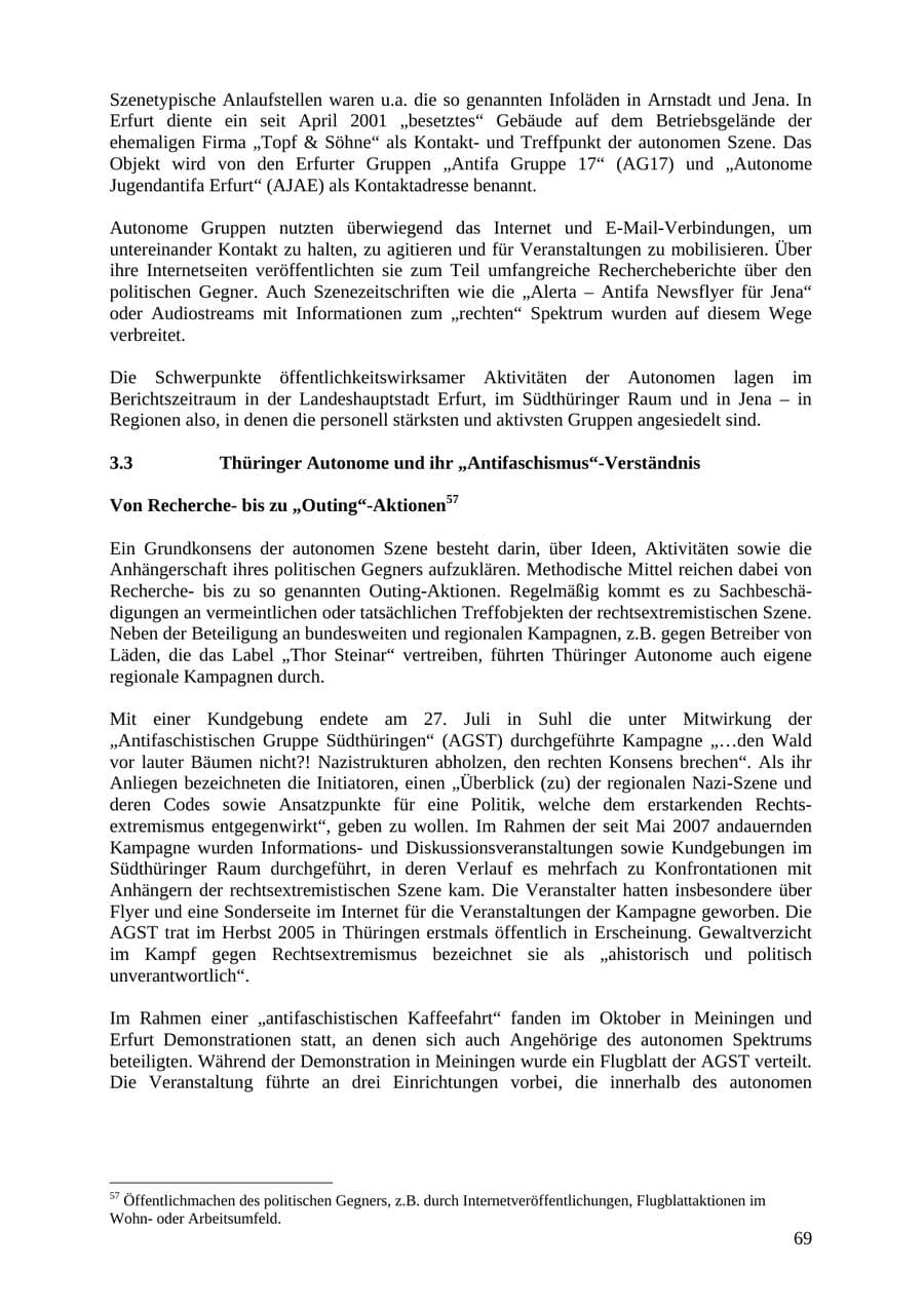 Seite 69 des Verfassungsschutzbericht 2007 Thüringen